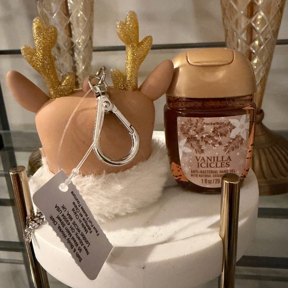Bath & Body Works Bling Reindeer PocketBac Holder/w Bac Silver Crystal Bow NWT - Picture 4 of 4